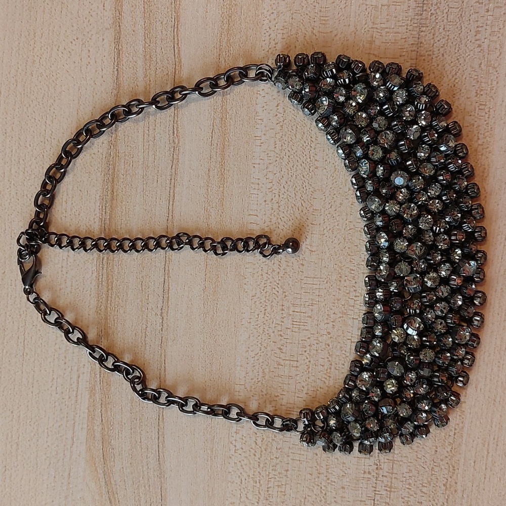 Chico's Gunmetal Beaded Statement Necklace